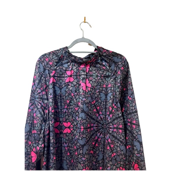 Ted Baker Heidyii Mosaic Butterfly Print Mock Neck Blouse with Cut Outs(6/US 14) - Picture 8 of 15